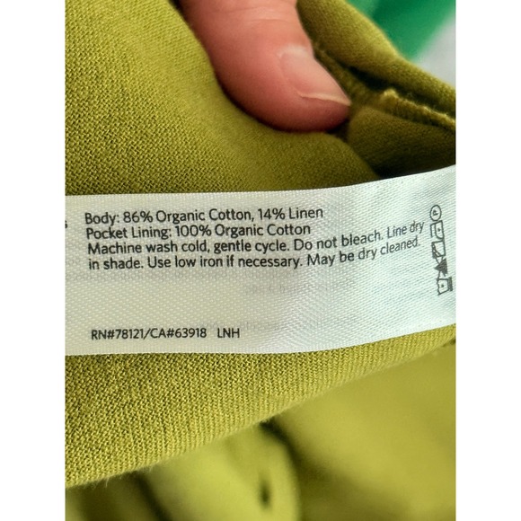 EILEEN FISHER sleeveless olive green linen cotton midi shift dress size M - Picture 5 of 5